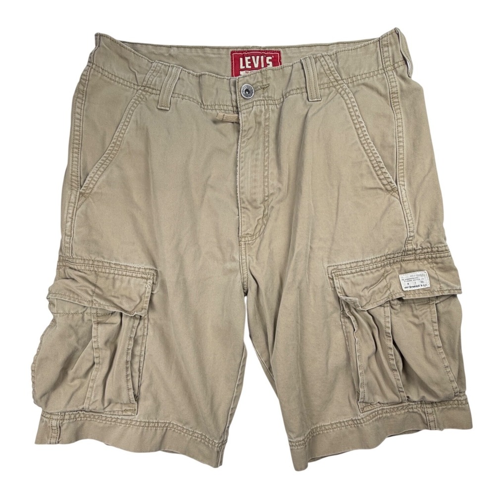Y2K 90's Levi's‎ Cargo Shorts Beige Khaki 100% Cotton Men's W34 Utility Pockets
